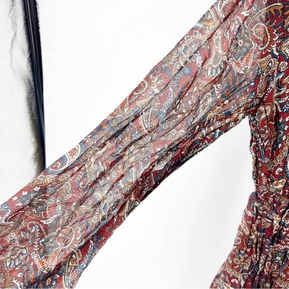 ✅ Lara Guidotti Women's Maxi Silk Blend Dress, Brown/Paisley Size LARGE - Picture 5 of 10